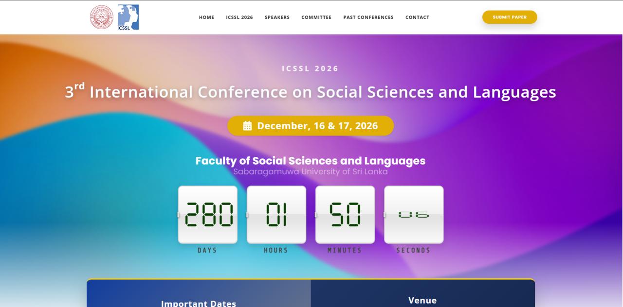 3rd International Conference on Social Sciences and Languages (ICSSL 2026) Official Conference Website